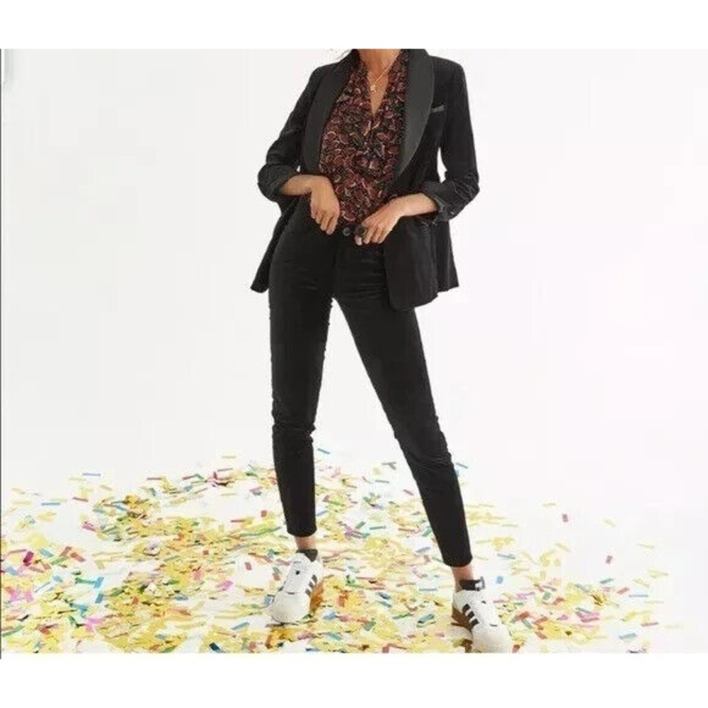 CAbi 4073 Gala Velvet Pants Women 10 High Rise Stretch Cotton Zip Closure Black